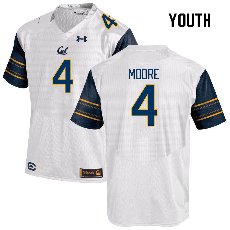 Youth #4 Kaylin Moore California Golden Bears College Football Jerseys Stitched Sale-White - Click Image to Close